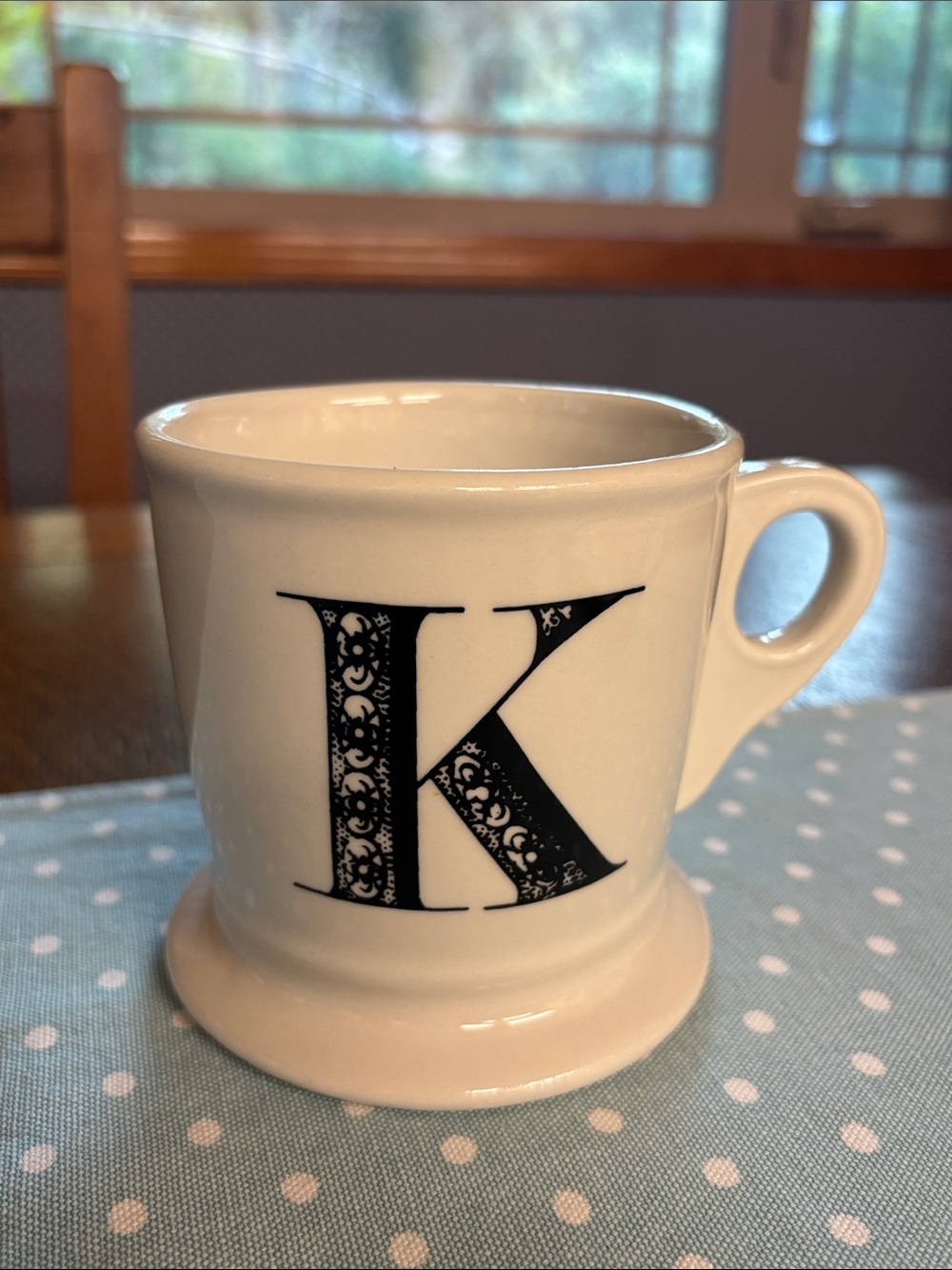 Anthropologie Monogram K Coffee Mug Cup White Black Initial Retired Classic Gift